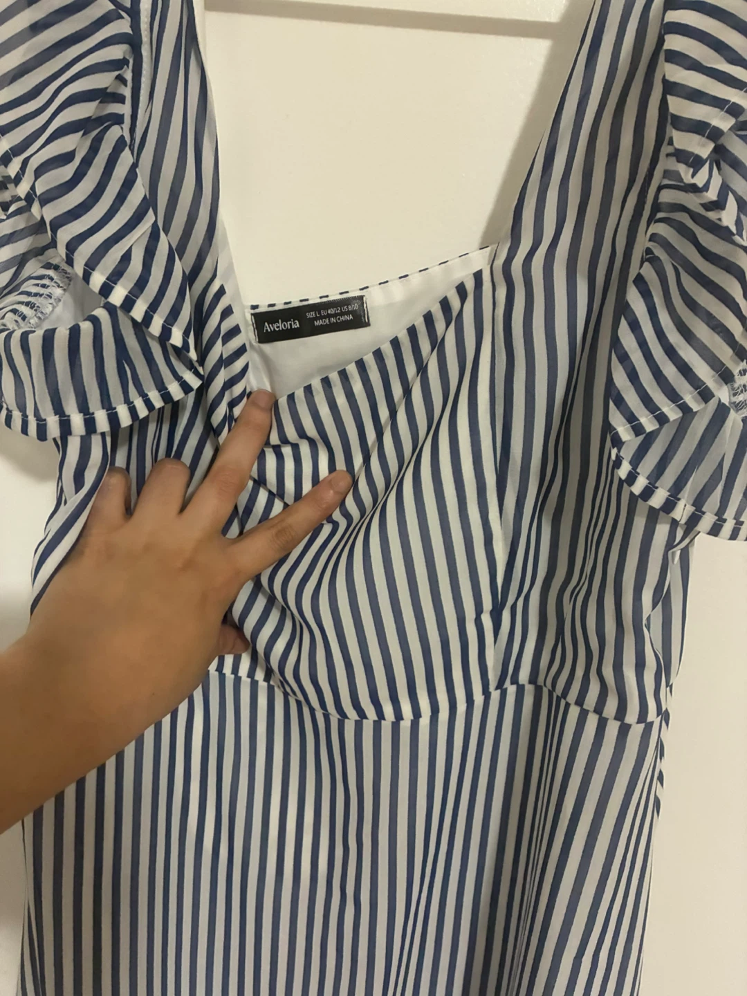 Aveloria Striped Ruffle Midi Women’s Dress
