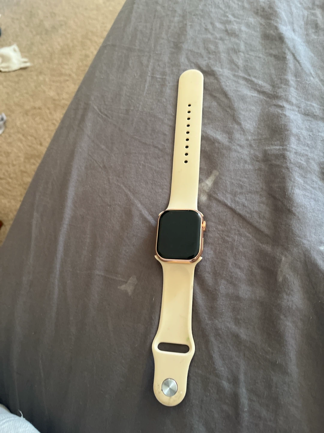 Apple Watch Gold Aluminum Case with Cream Band