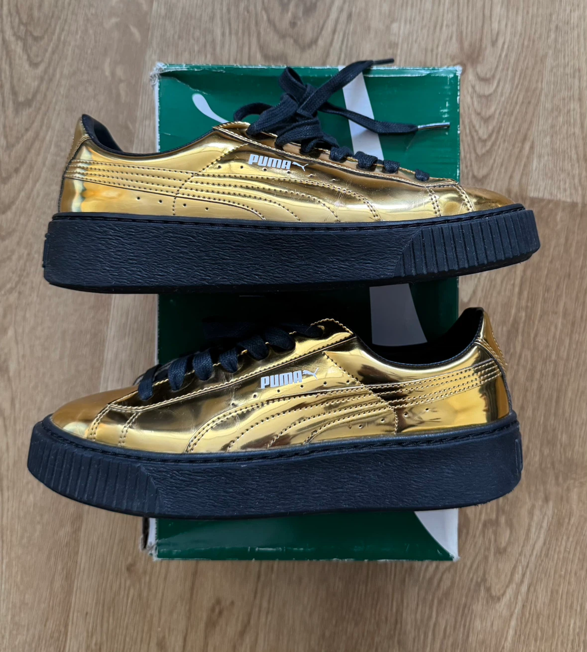 Puma Basket Platform Metallic Gold Sneakers
