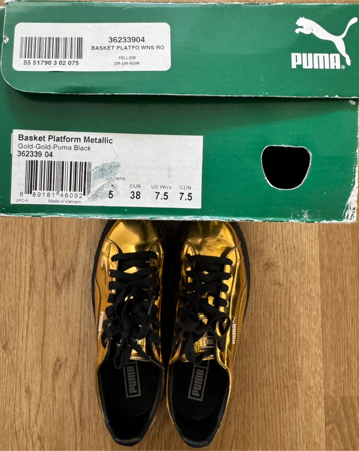 Puma Basket Platform Metallic Gold Sneakers - photo 4