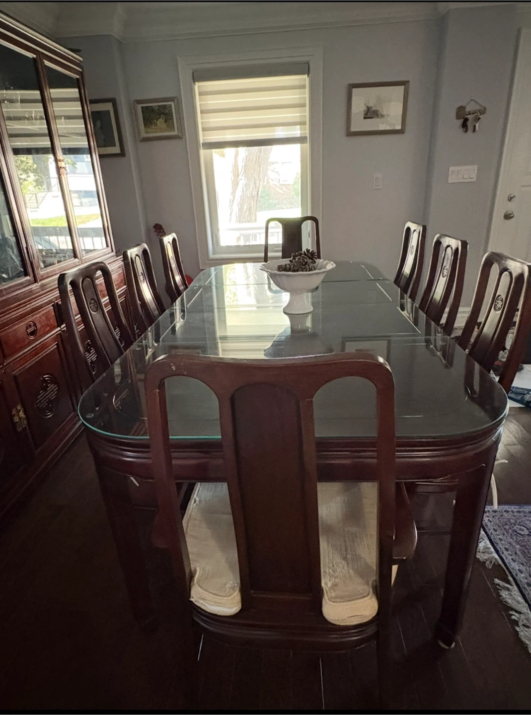 Solid Rosewood Chinese Dining Set & Buffet With Hutch