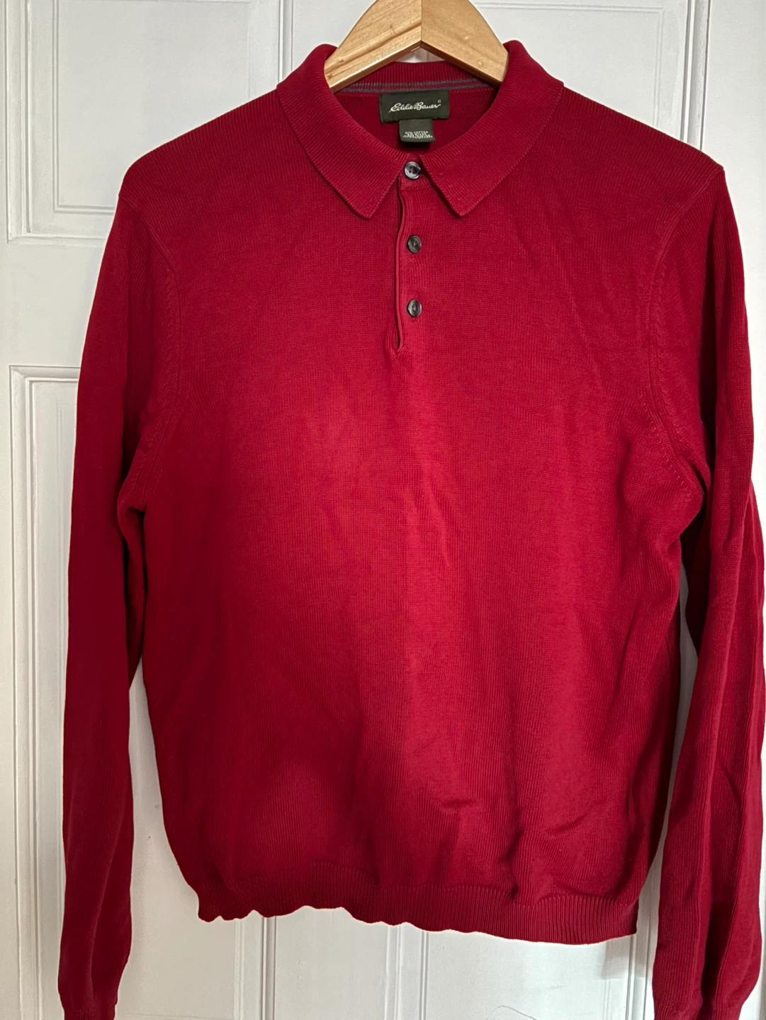 Eddie Bauer Men's Red Long Sleeve Polo Shirt - photo 2