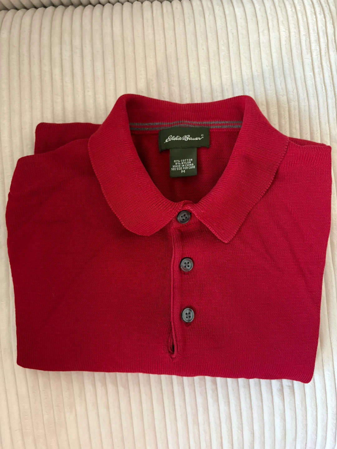 Eddie Bauer Men's Red Long Sleeve Polo Shirt - photo 4