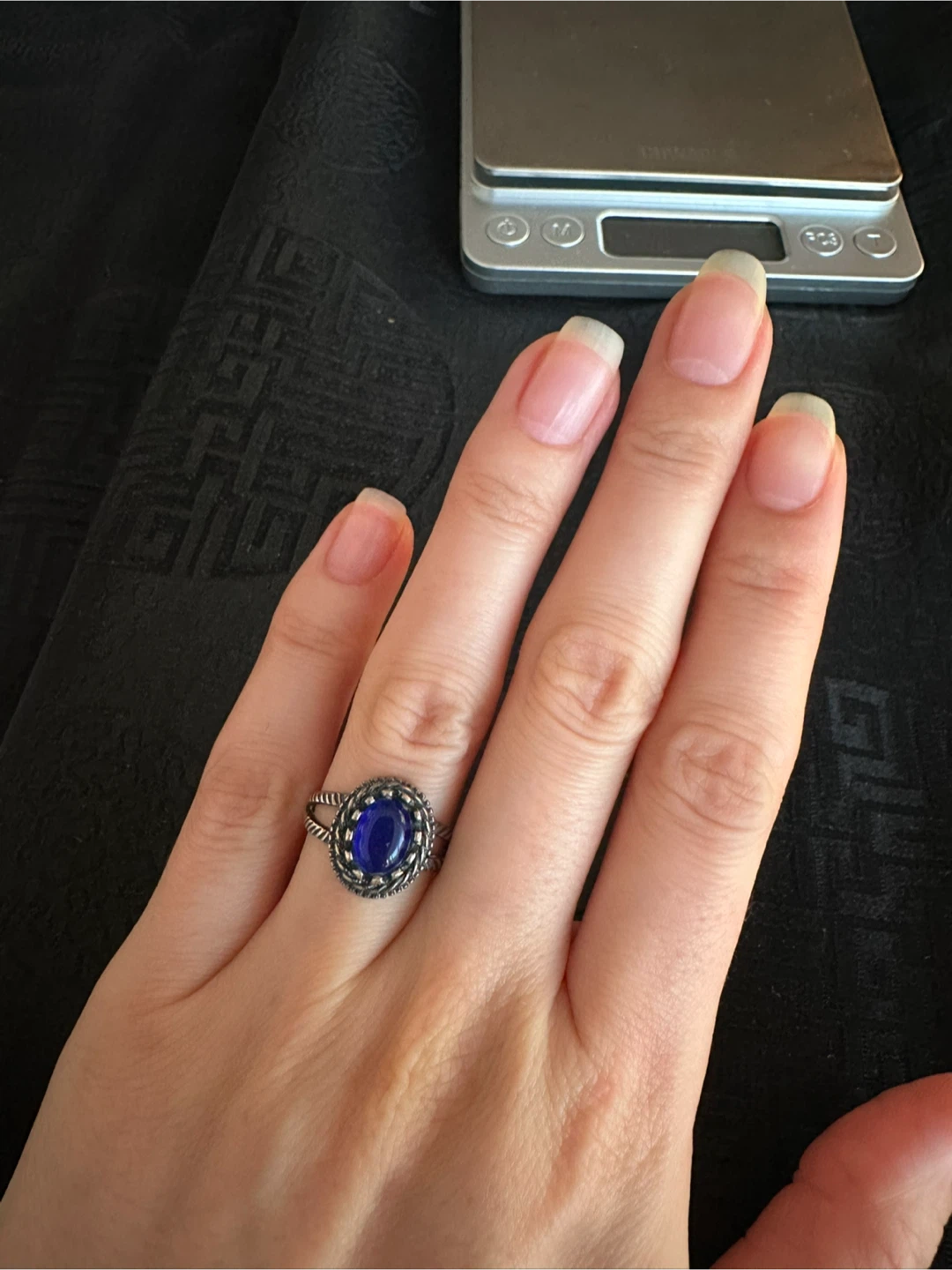 925 Silver Blue Cat’s Eye Stone Ring - photo 2