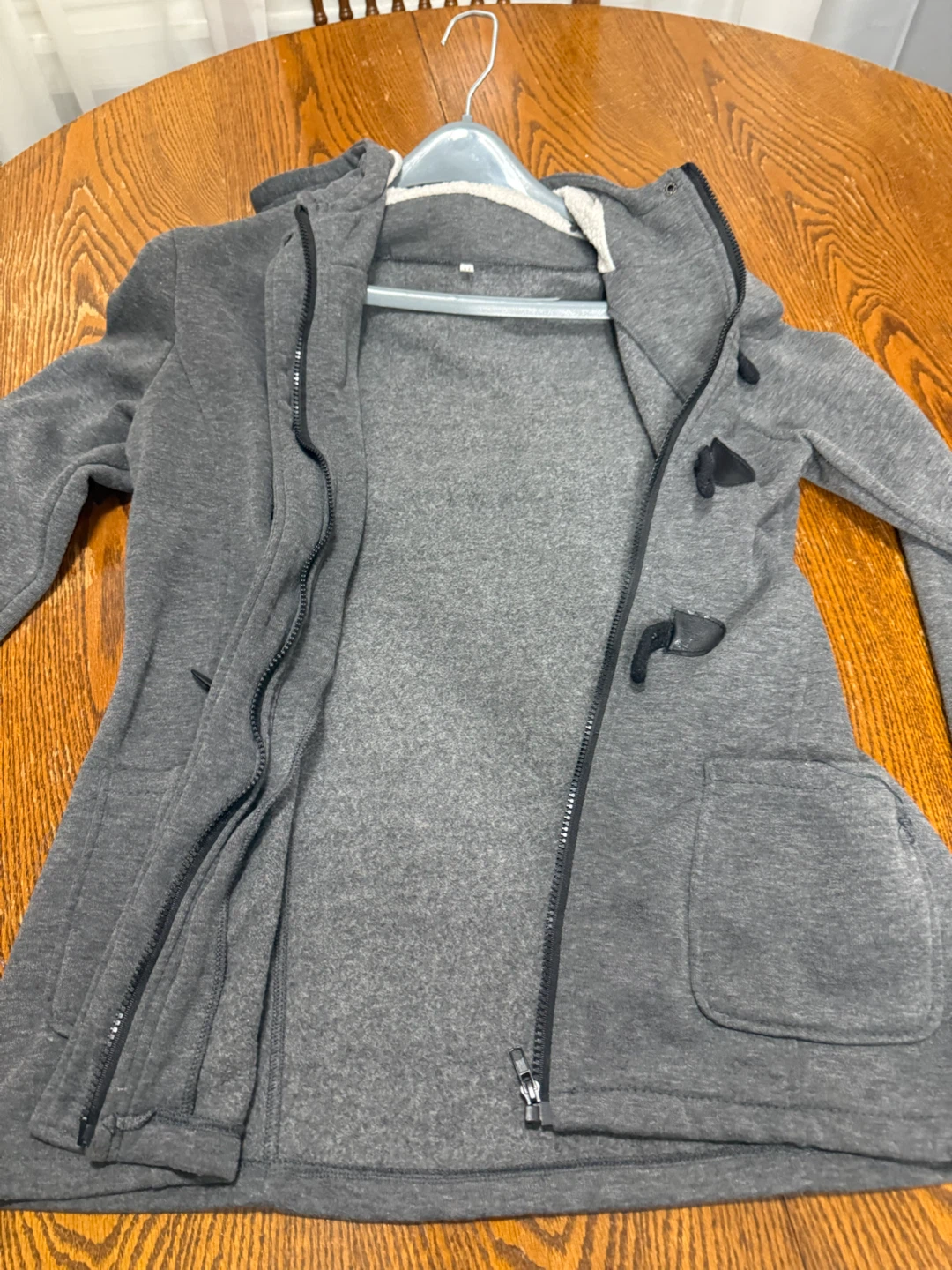 Gray hooded fleece-lined jacket - photo 2