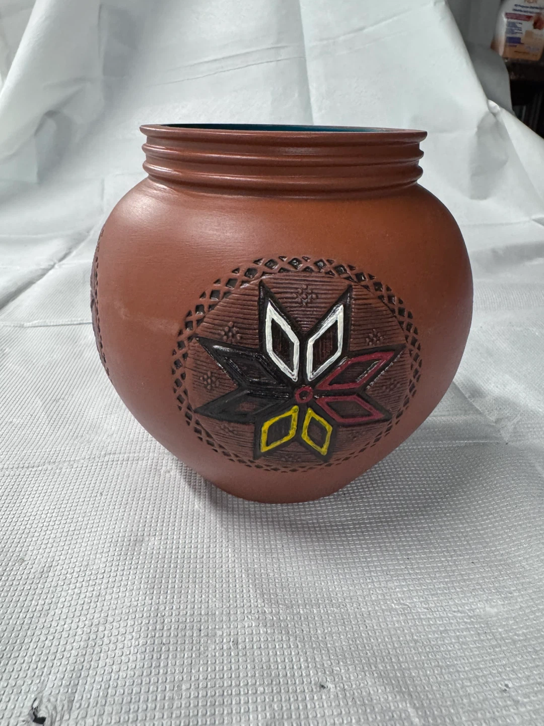 Micmac Pottery Chevron Star Vase