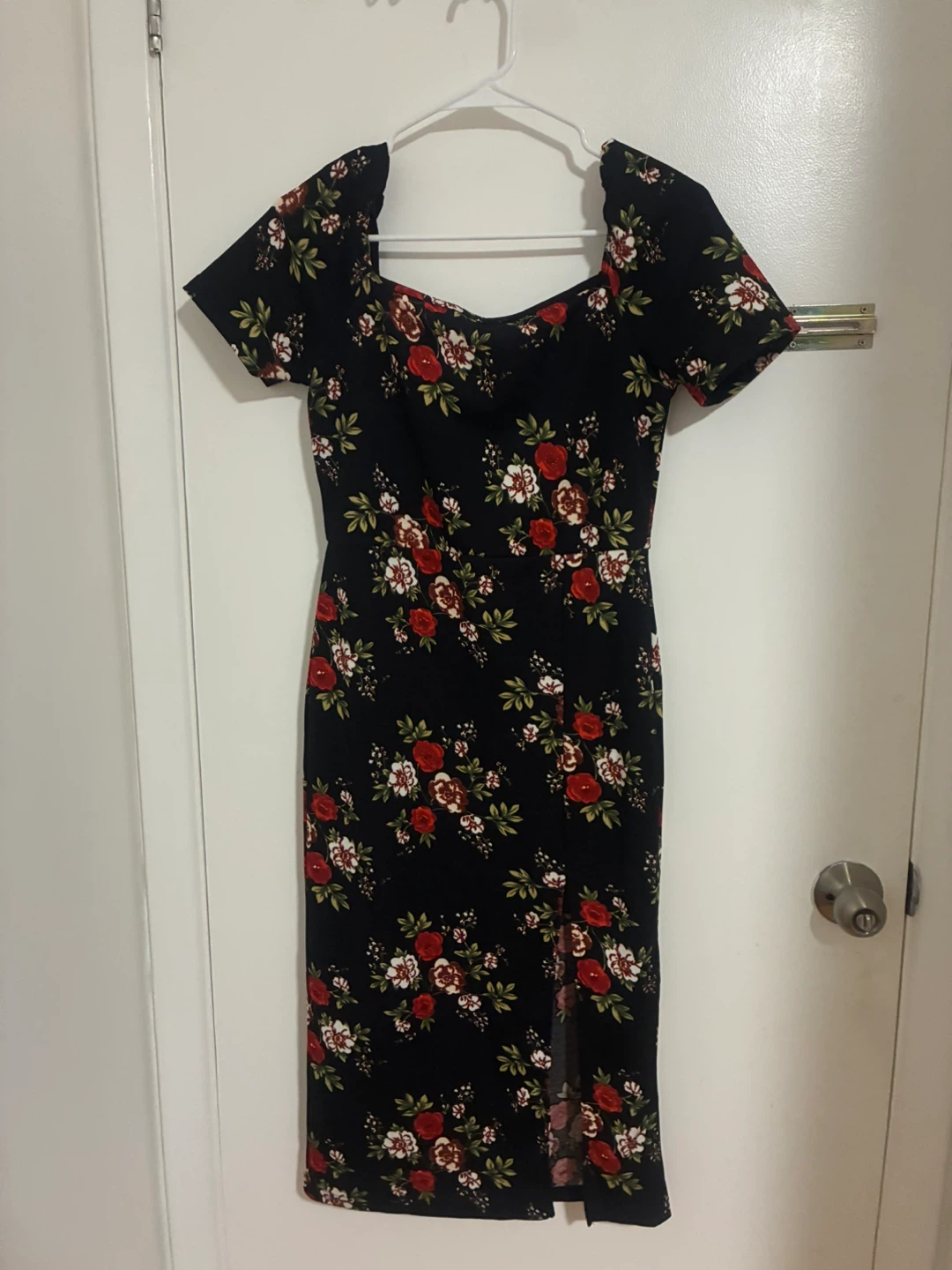 Floral Midi Dress with Front Slit