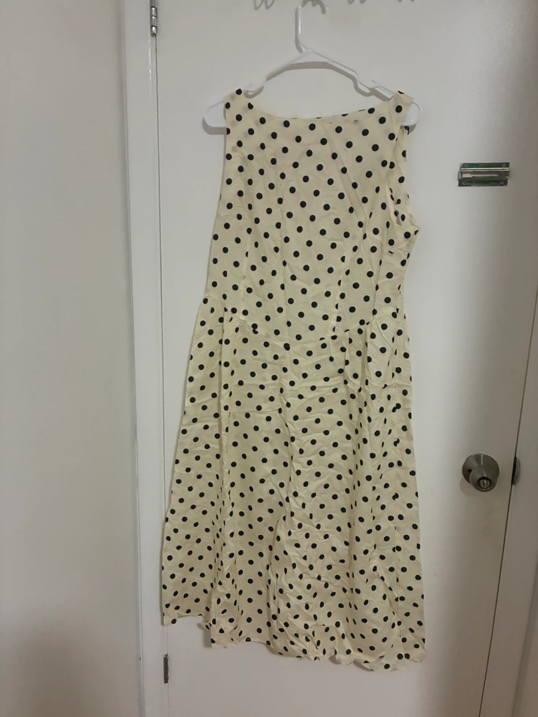 Cream and Black Polka Dot Sleeveless Dress - photo 3