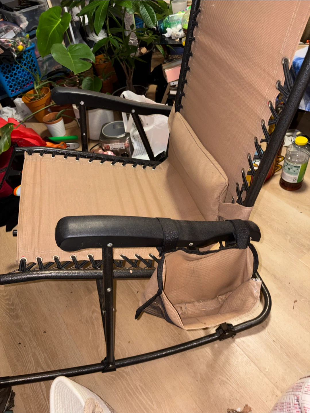 Tan Folding Zero Gravity Rocking Chair
