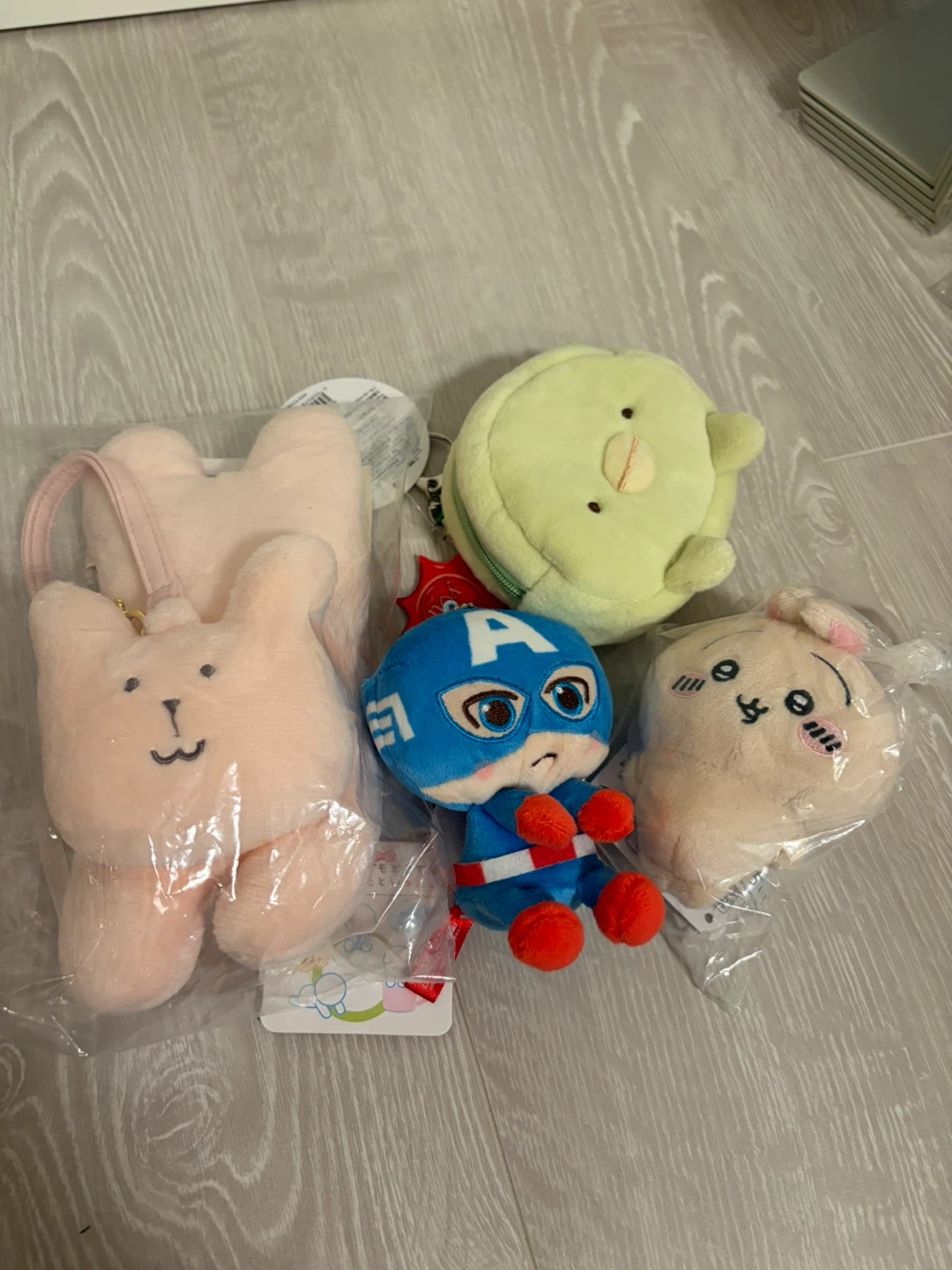 Cute Character Plush Pouch & Keychain Bundle