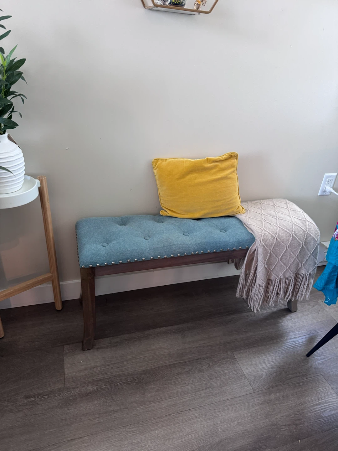 Tufted Teal Upholstered Bench