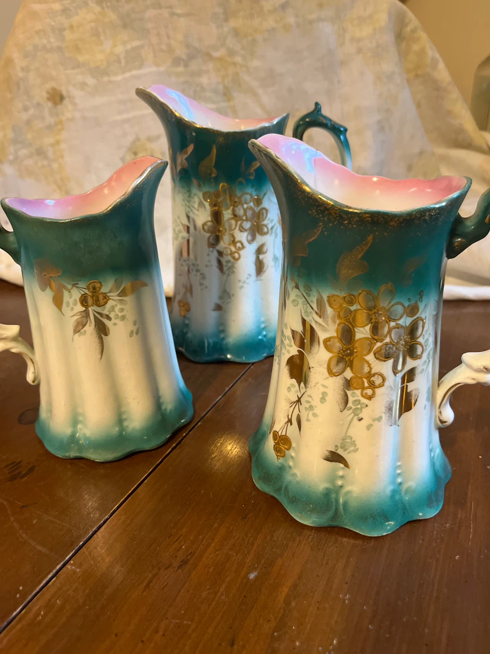 Antique Art Nouveau Porcelain Pitcher Trio