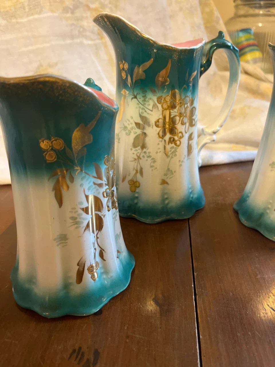 Antique Art Nouveau Porcelain Pitcher Trio - photo 2