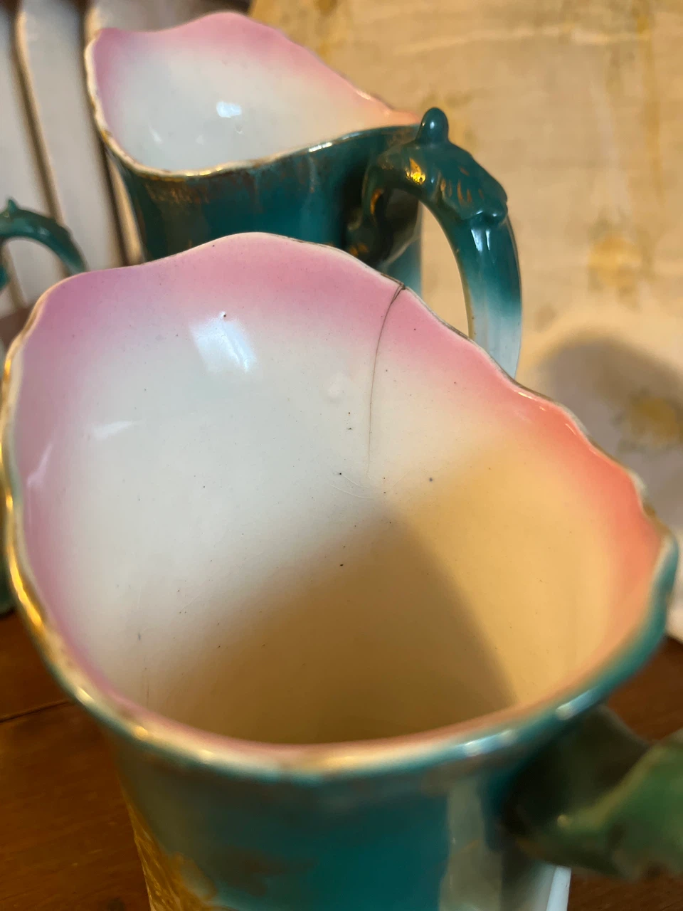 Antique Art Nouveau Porcelain Pitcher Trio - photo 3