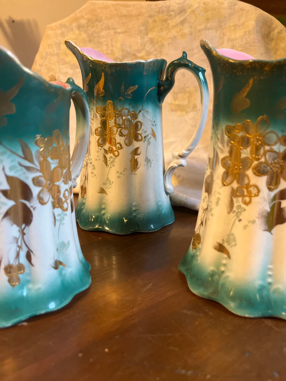 Antique Art Nouveau Porcelain Pitcher Trio - photo 4