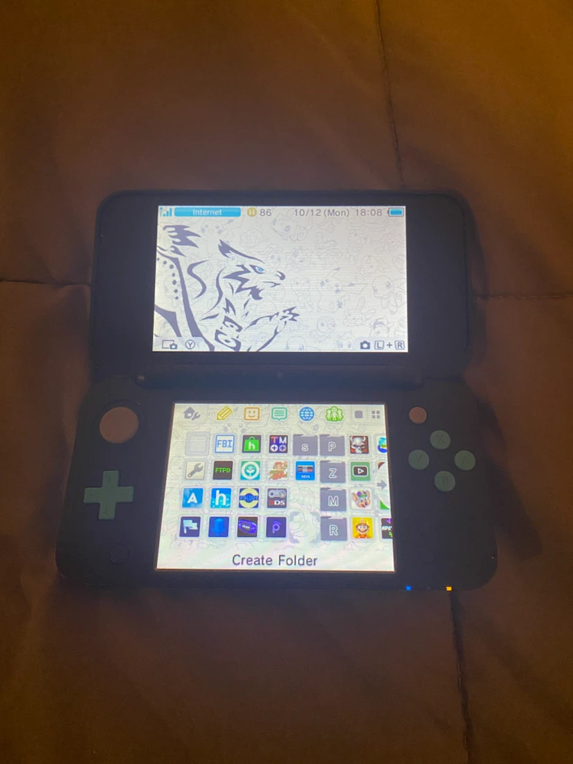 Modded Nintendo New 2DS XL Black and Turquoise