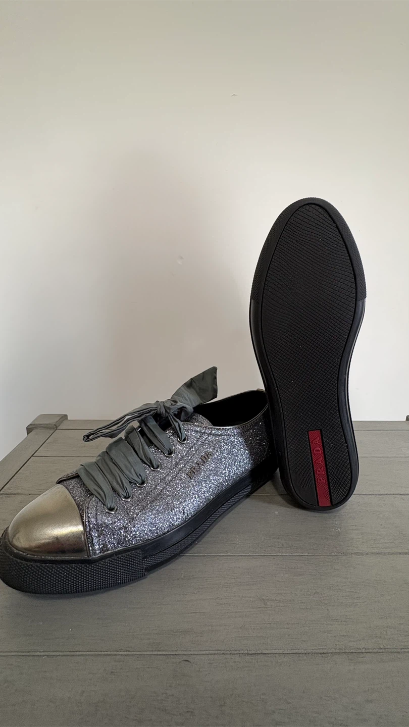 Women's Prada gray glitter sneakers - photo 2