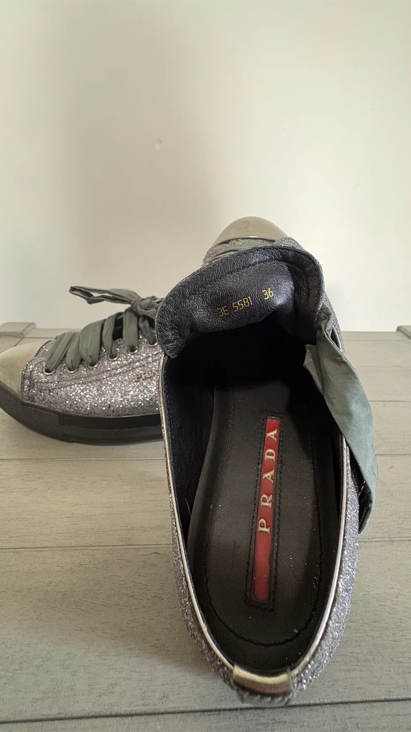 Women's Prada gray glitter sneakers - photo 3