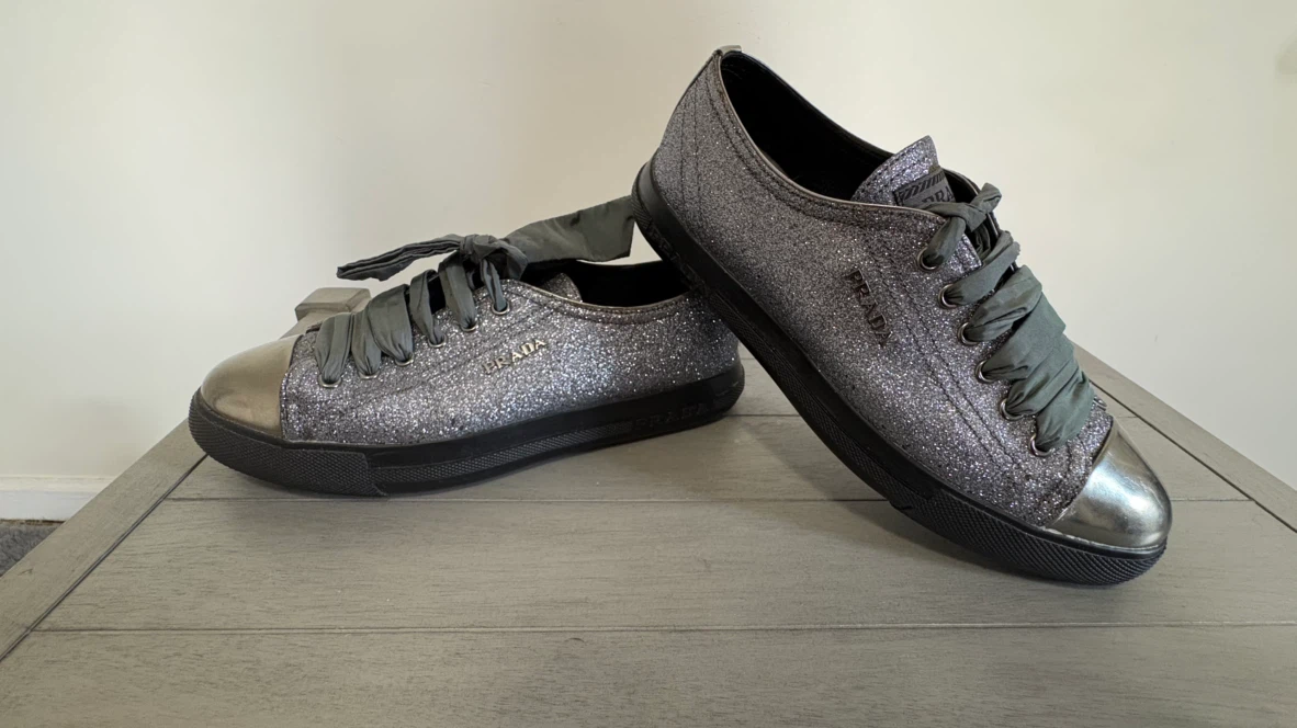 Women's Prada gray glitter sneakers - photo 4