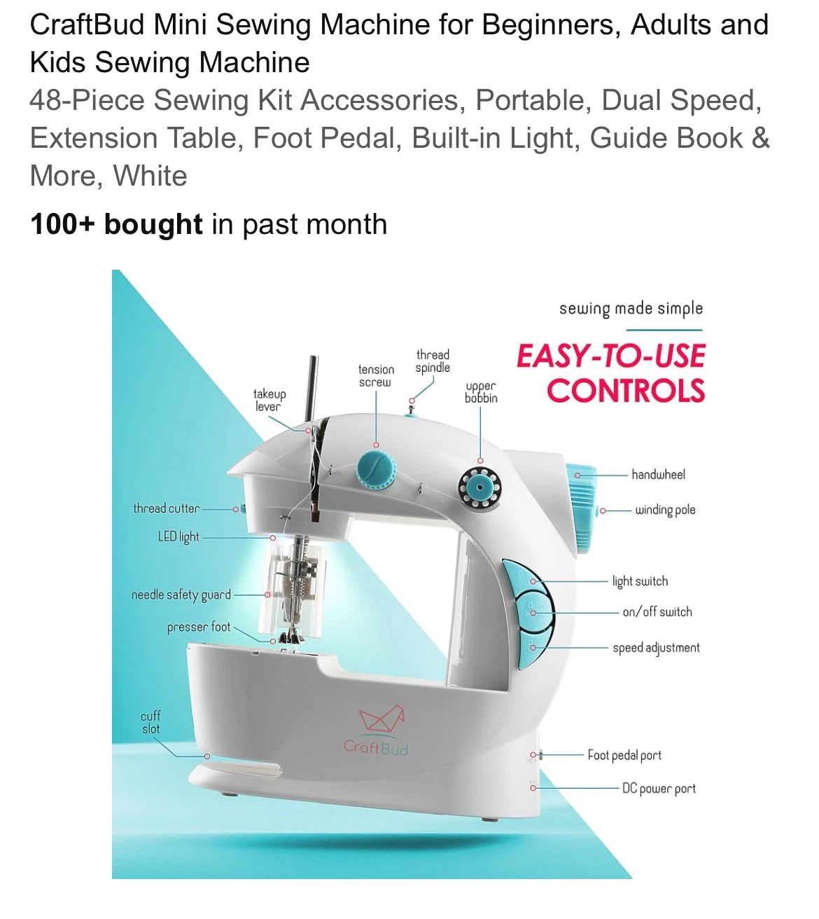 CraftBud Mini Sewing Machine with Accessories - photo 2