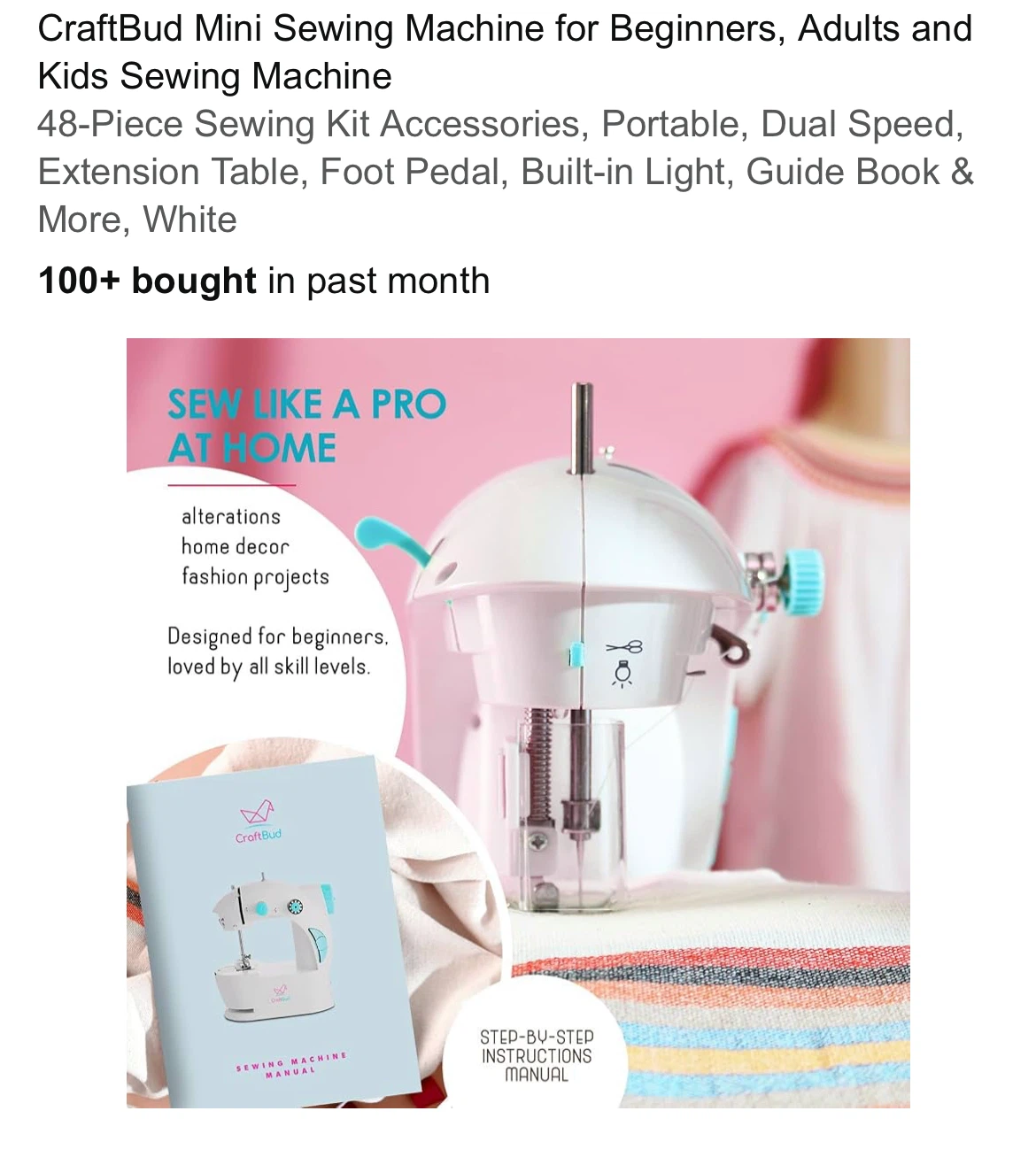CraftBud Mini Sewing Machine with Accessories - photo 3