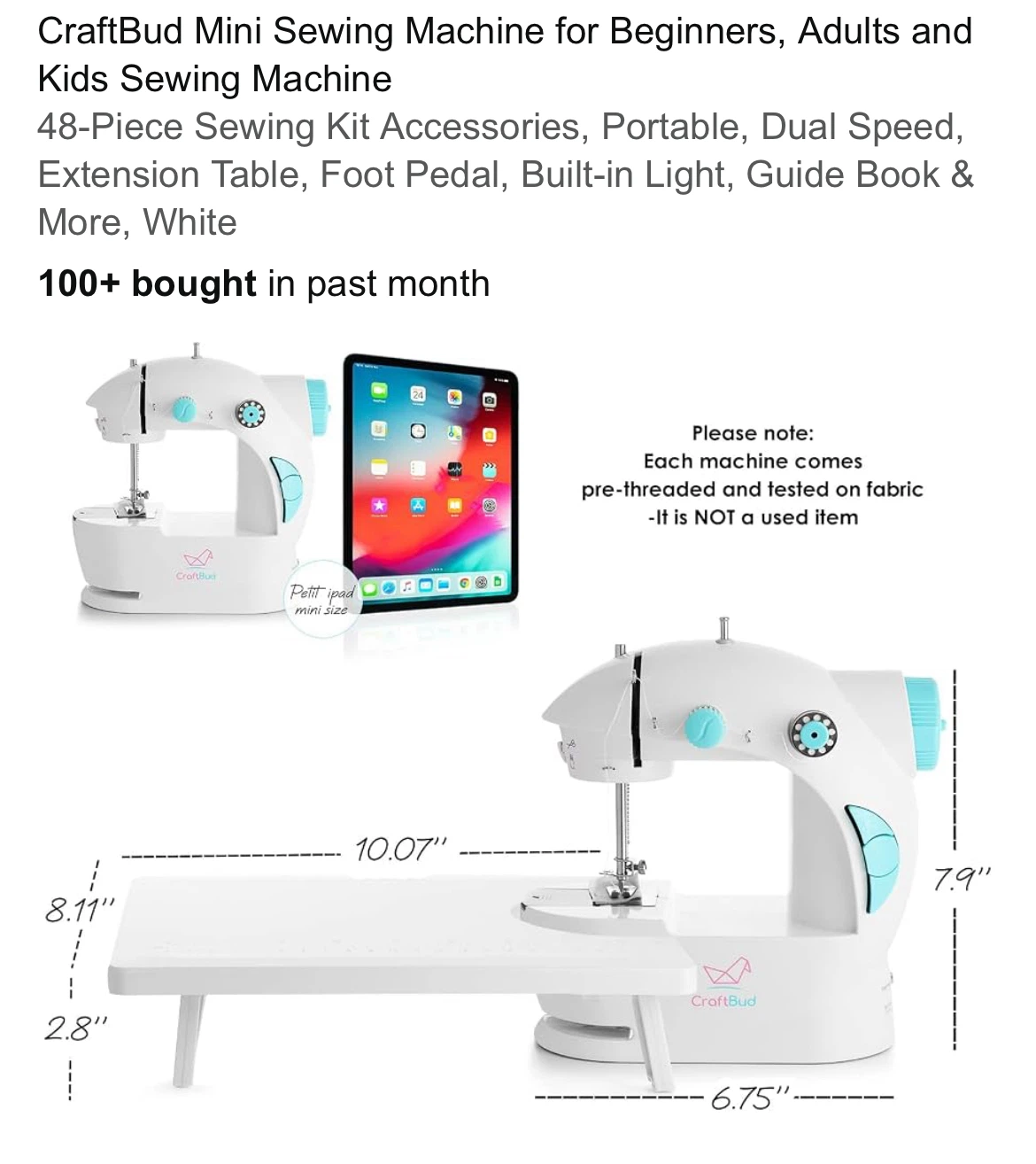 CraftBud Mini Sewing Machine with Accessories - photo 4