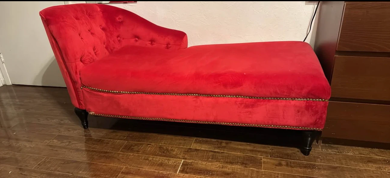 Red Velvet Chaise Lounge