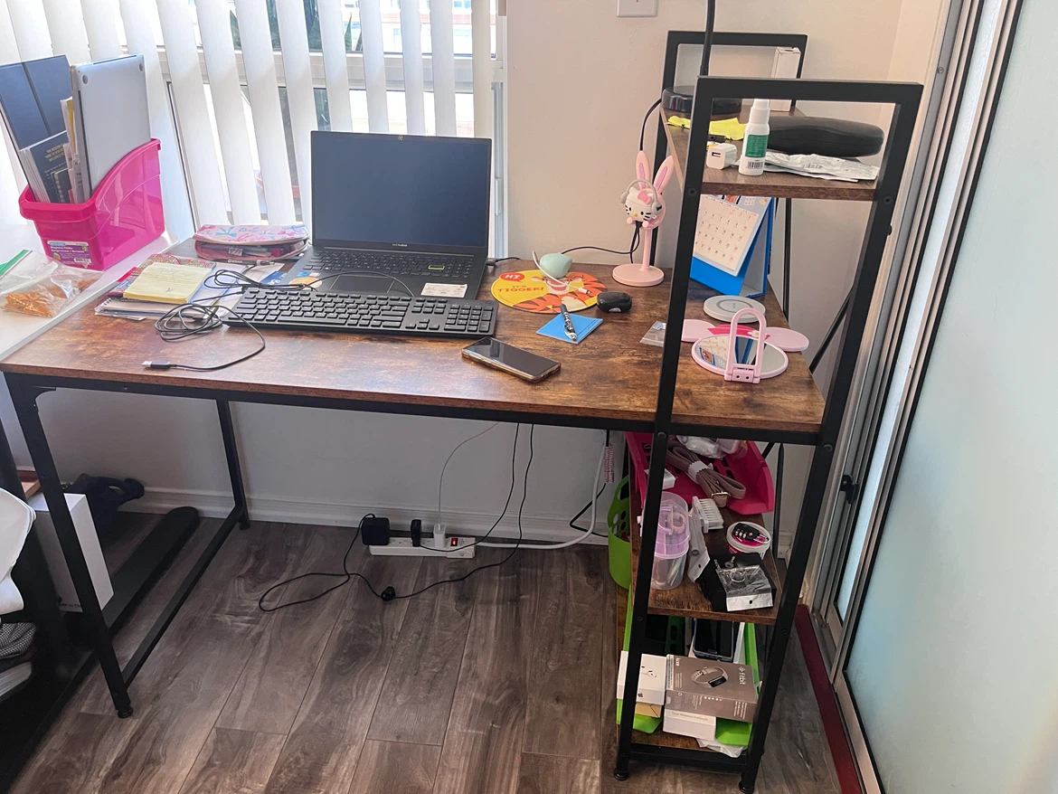 Industrial Writing Desk with Shelves