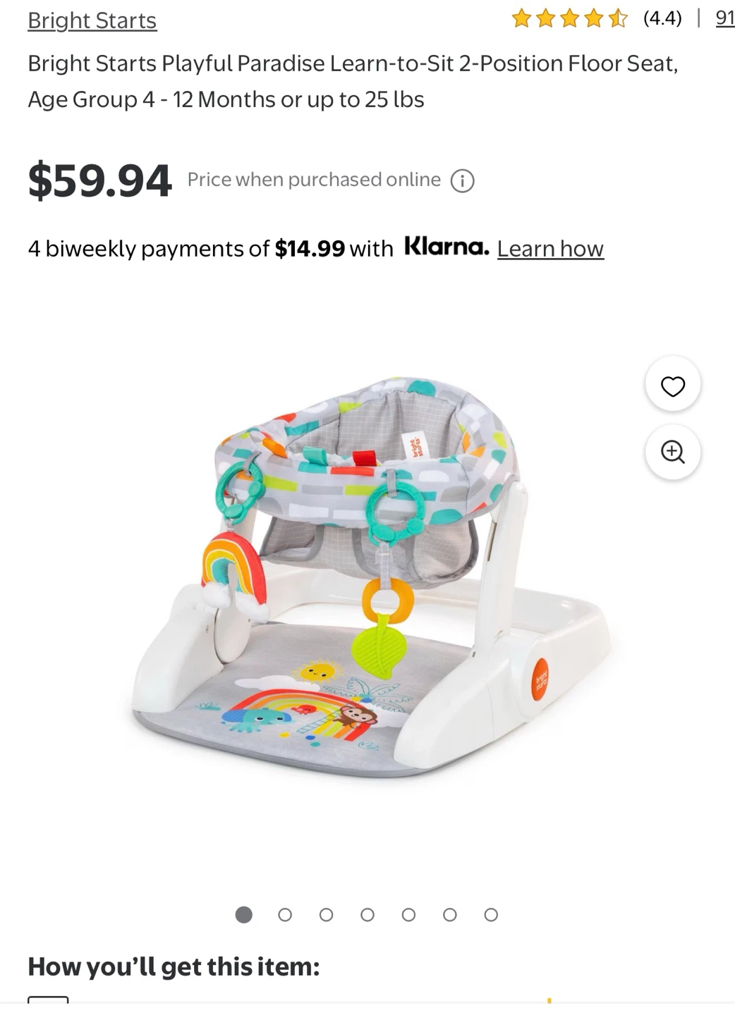 Bright Starts Playful Paradise Learn-to-Sit Floor Seat