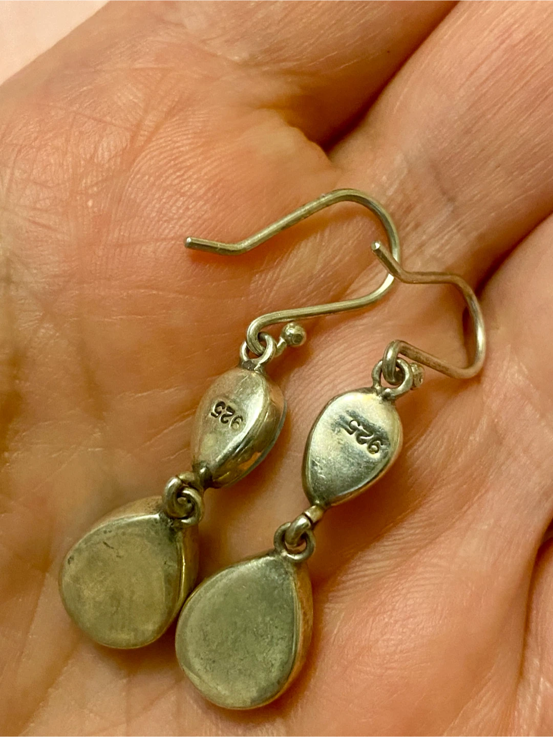 Vintage Sterling Silver Larimar Drop Earrings - photo 5