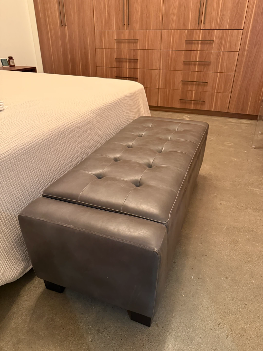 Grey Tufted Ottoman