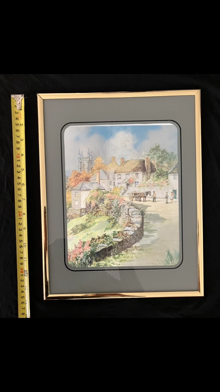 Framed Village Scene Wall Art 🖼️✨🏞️🏘️🏰⛰️☀️