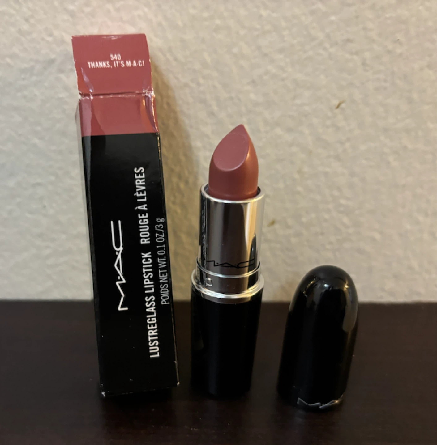 NEW-MAC Lustreglass Lipstick 540 Thanks, It's M·A·C!