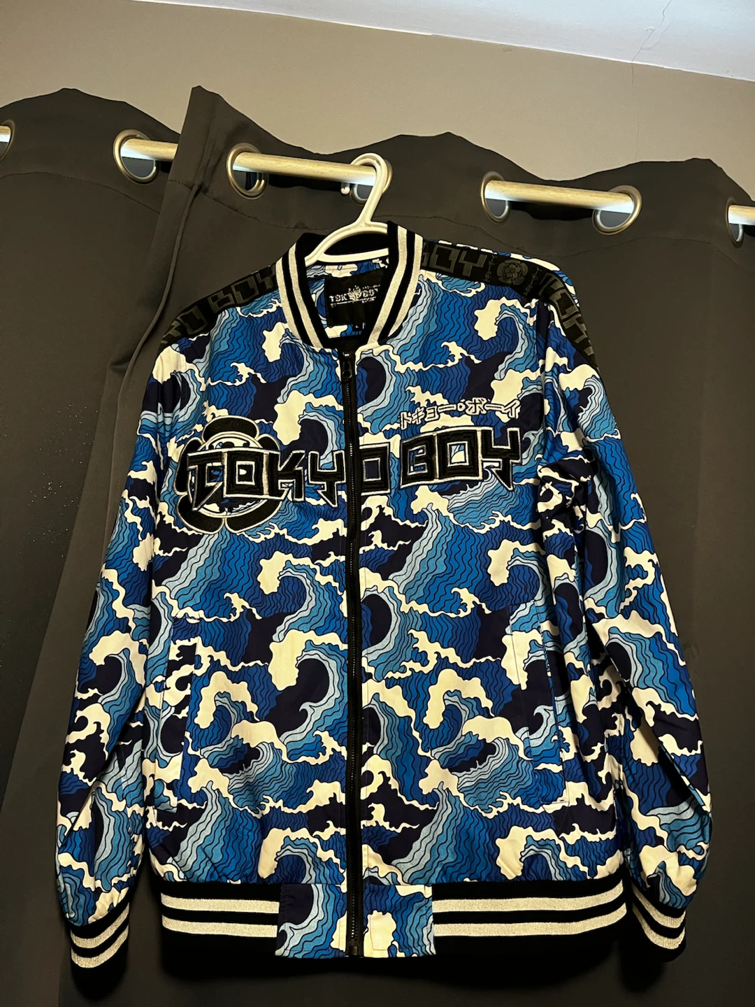 Tokyo Boy Wave Print Bomber Jacket