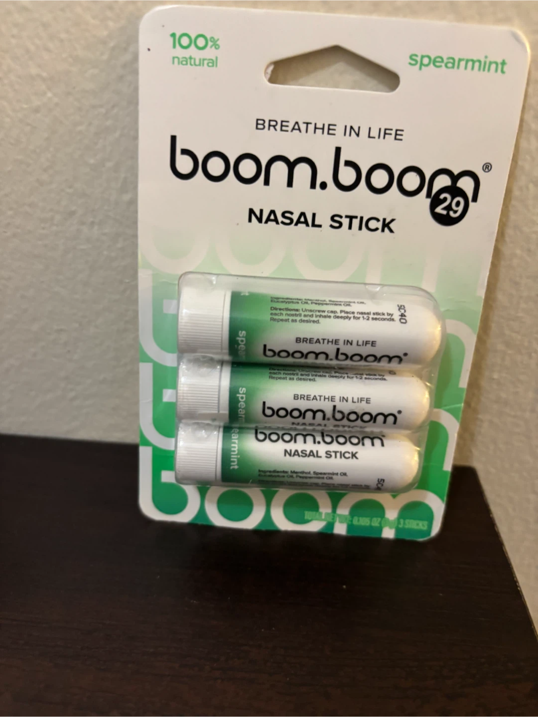 NEW-BoomBoom Nasal Stick Spearmint 3-Pack