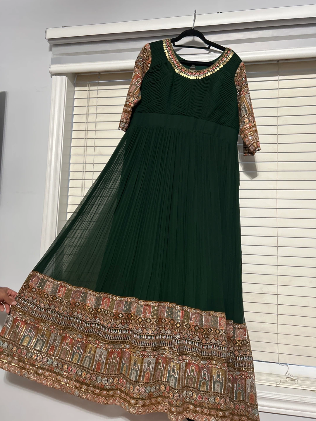 Designer inspired Dark Green Pleated Anarkali Suit - photo 2