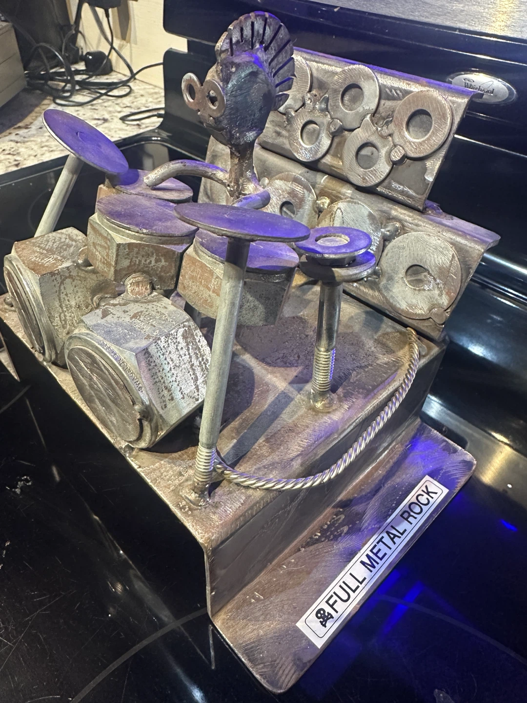 Custom "Full Metal Rock" Scrap Metal Drummer Sculpture - photo 4