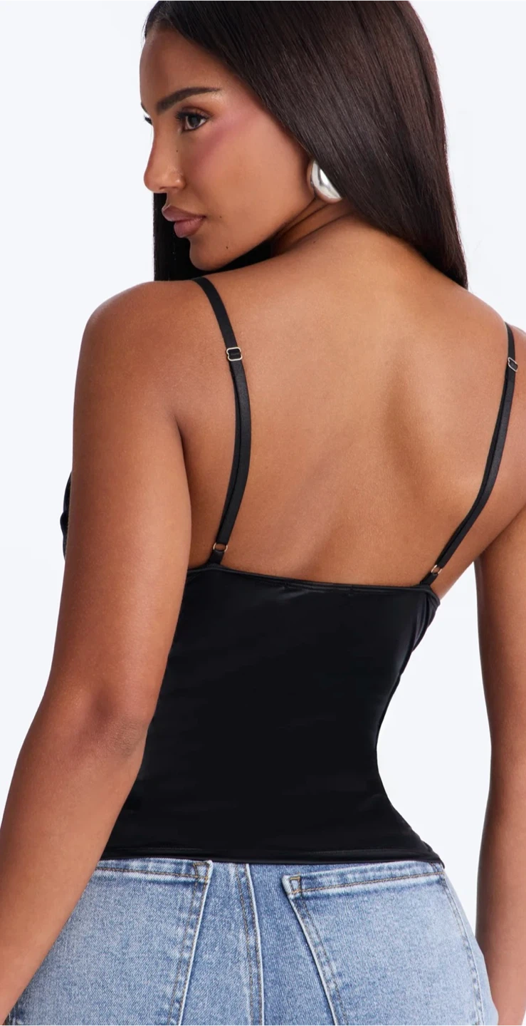 Fashion Nova Black Satin Bustier Cami - photo 2