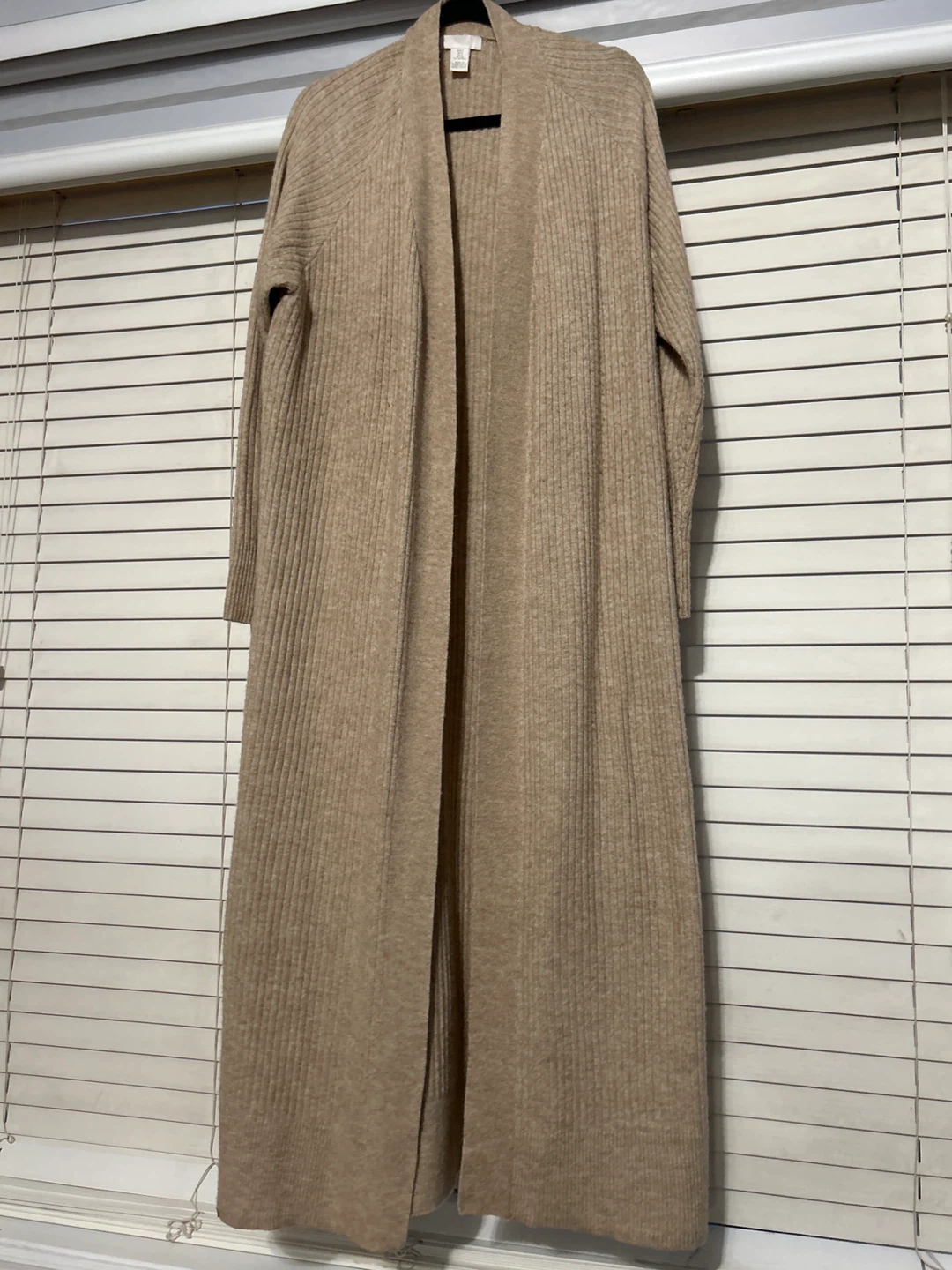 H&M Long Ribbed Cardigan - Beige