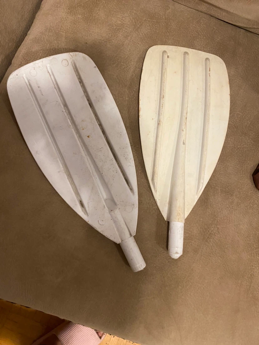 Pair of White Plastic Boat Oar Blades