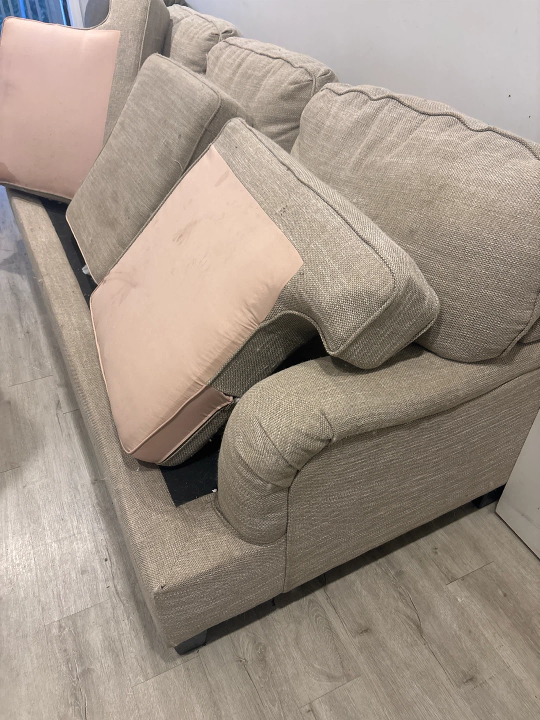 Free couch has stains and dog hair - photo 2