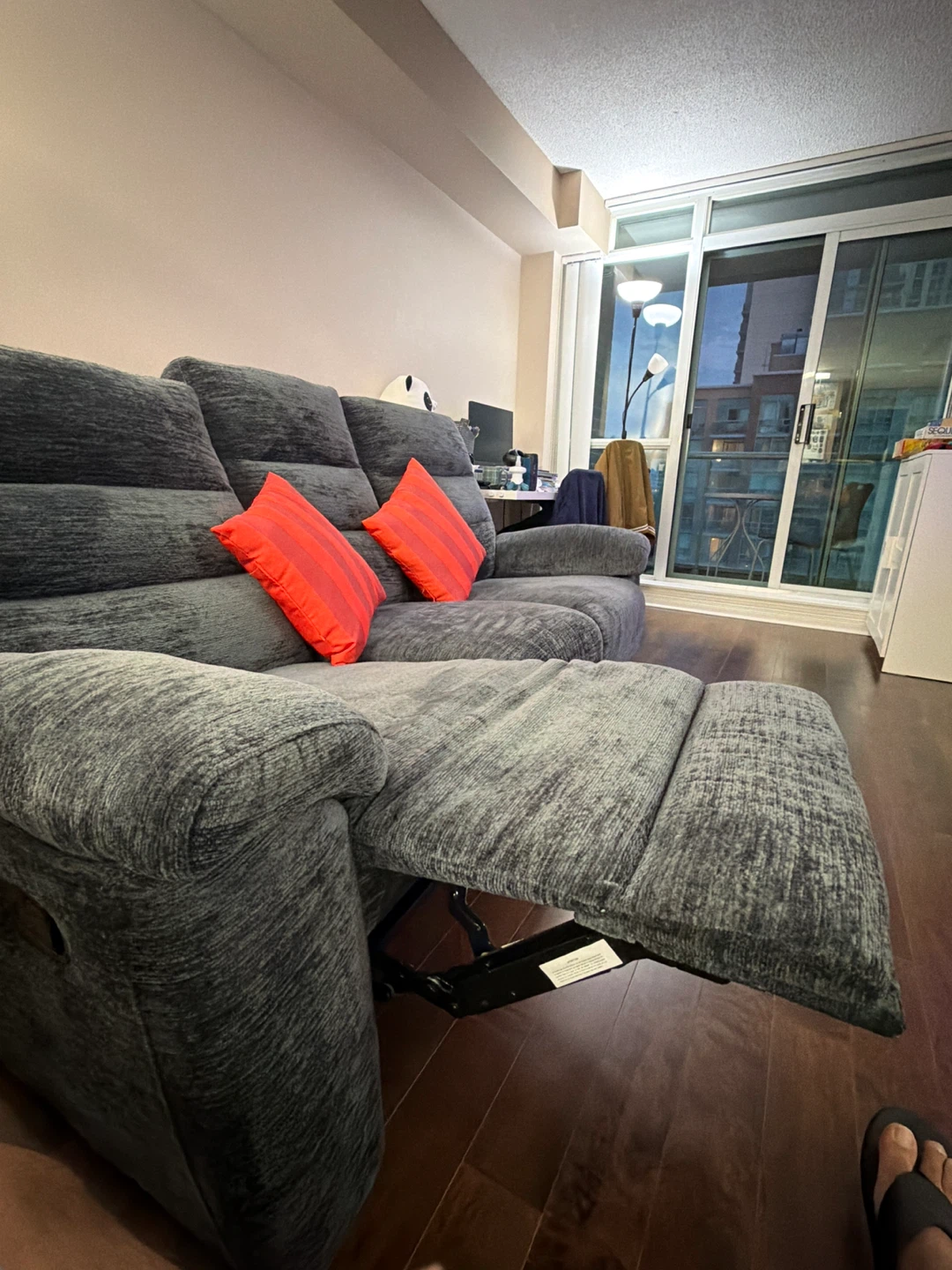 Leons Dark Grey Fabric Reclining Sofa - photo 5