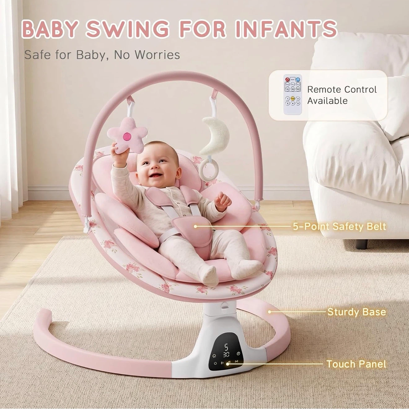 (New)Electric Baby Swing for Infants, Remote control - photo 5