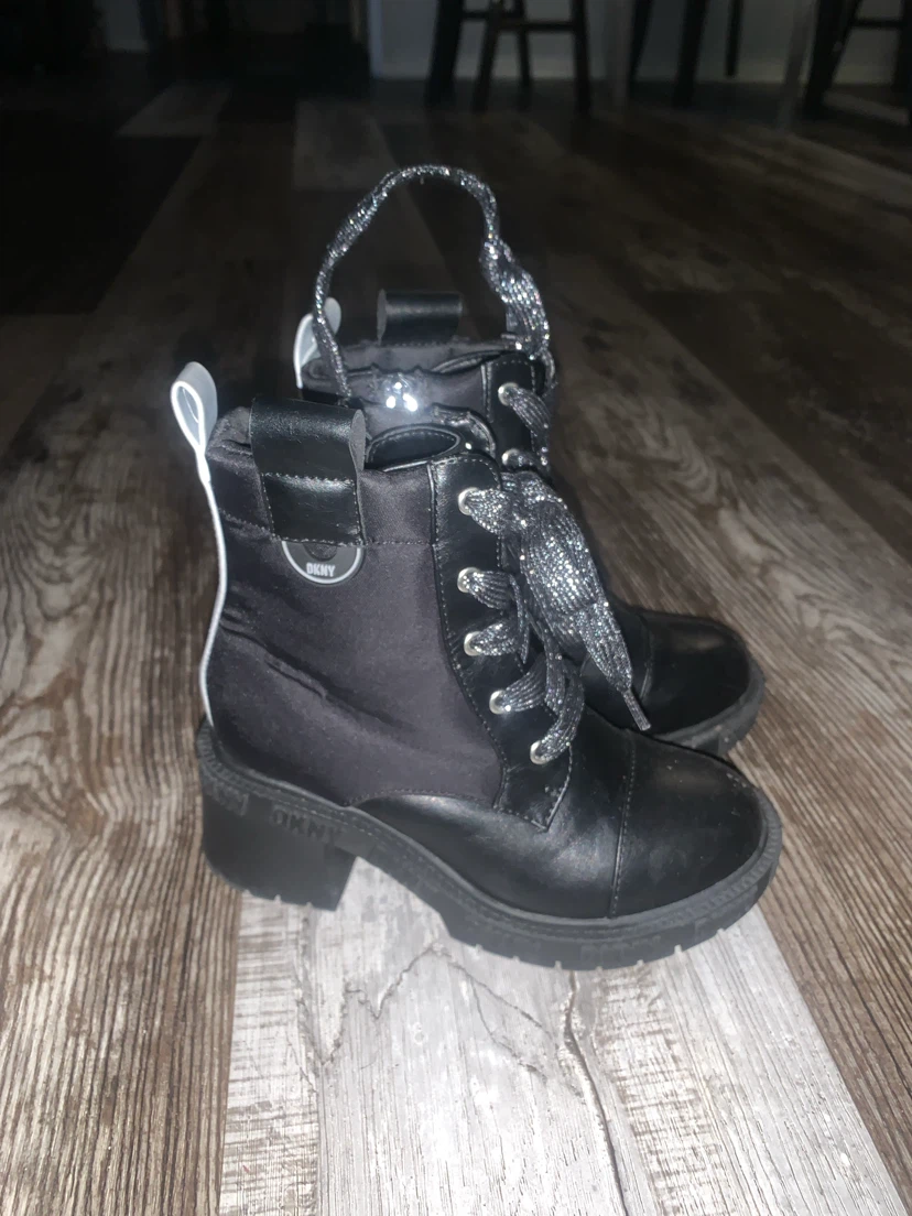 DKNY Black Lace-Up Boots