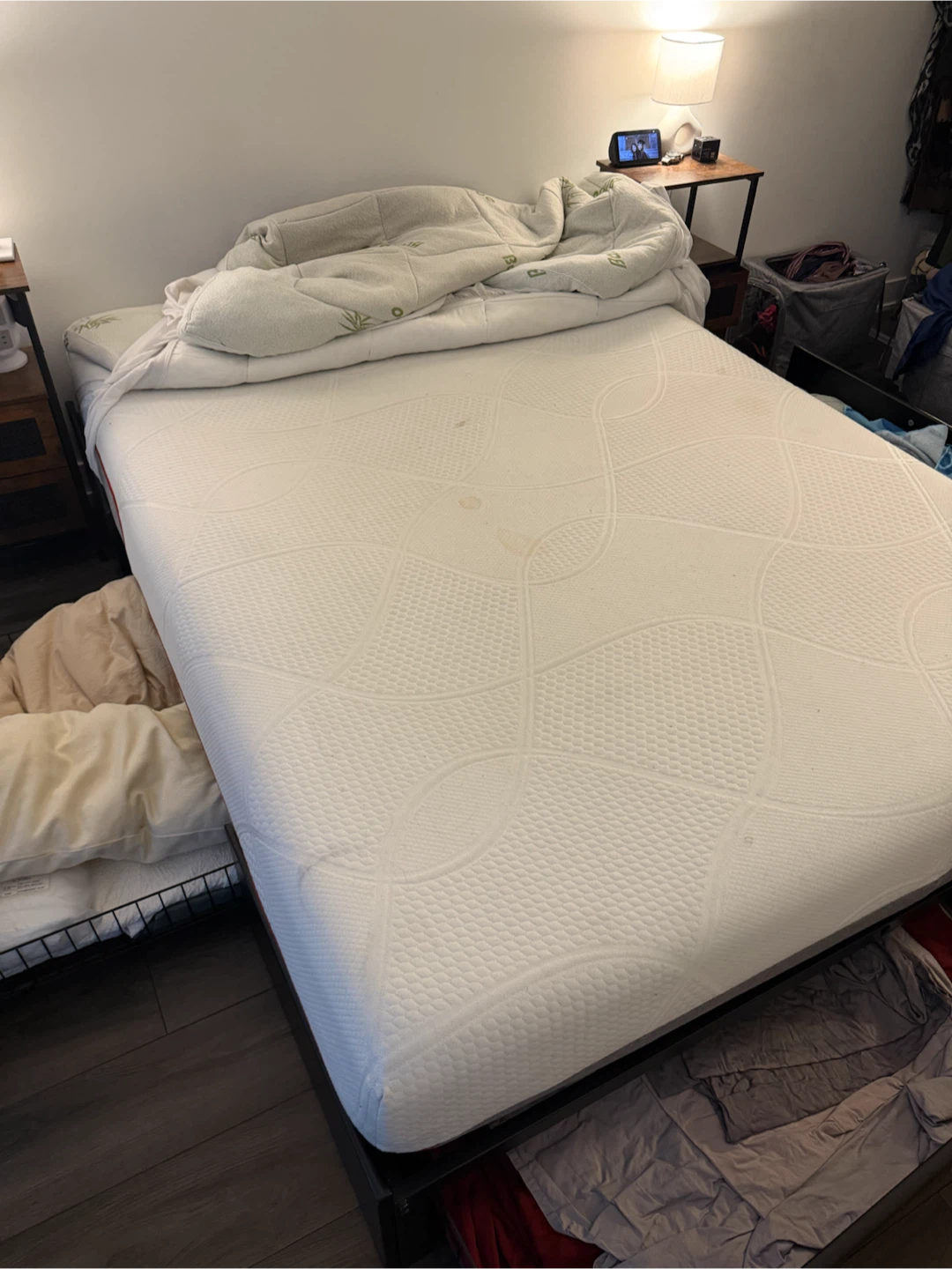 Queen bed frame w/storage + MF mattress + bamboo mattress topper - photo 3