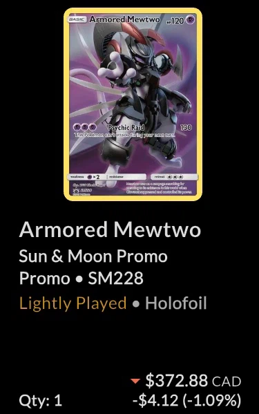 Armoured Mewtwo SM228 Promo Pokémon Card LP - photo 3