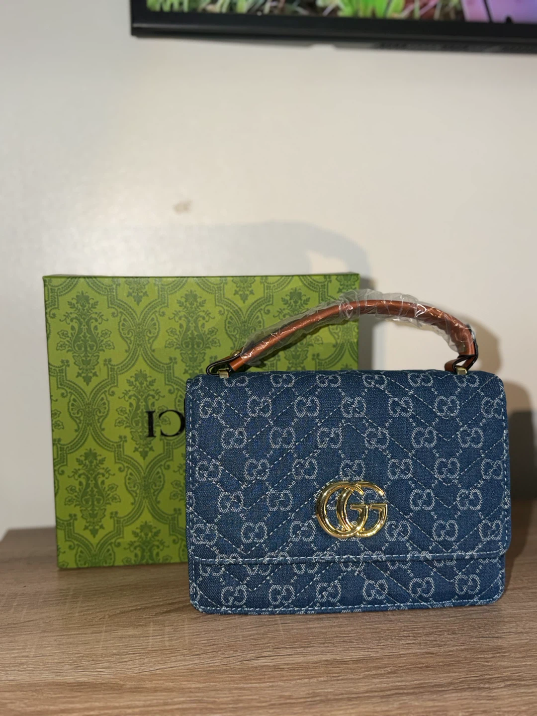 GG Quilted Denim Top Handle Bag - photo 3