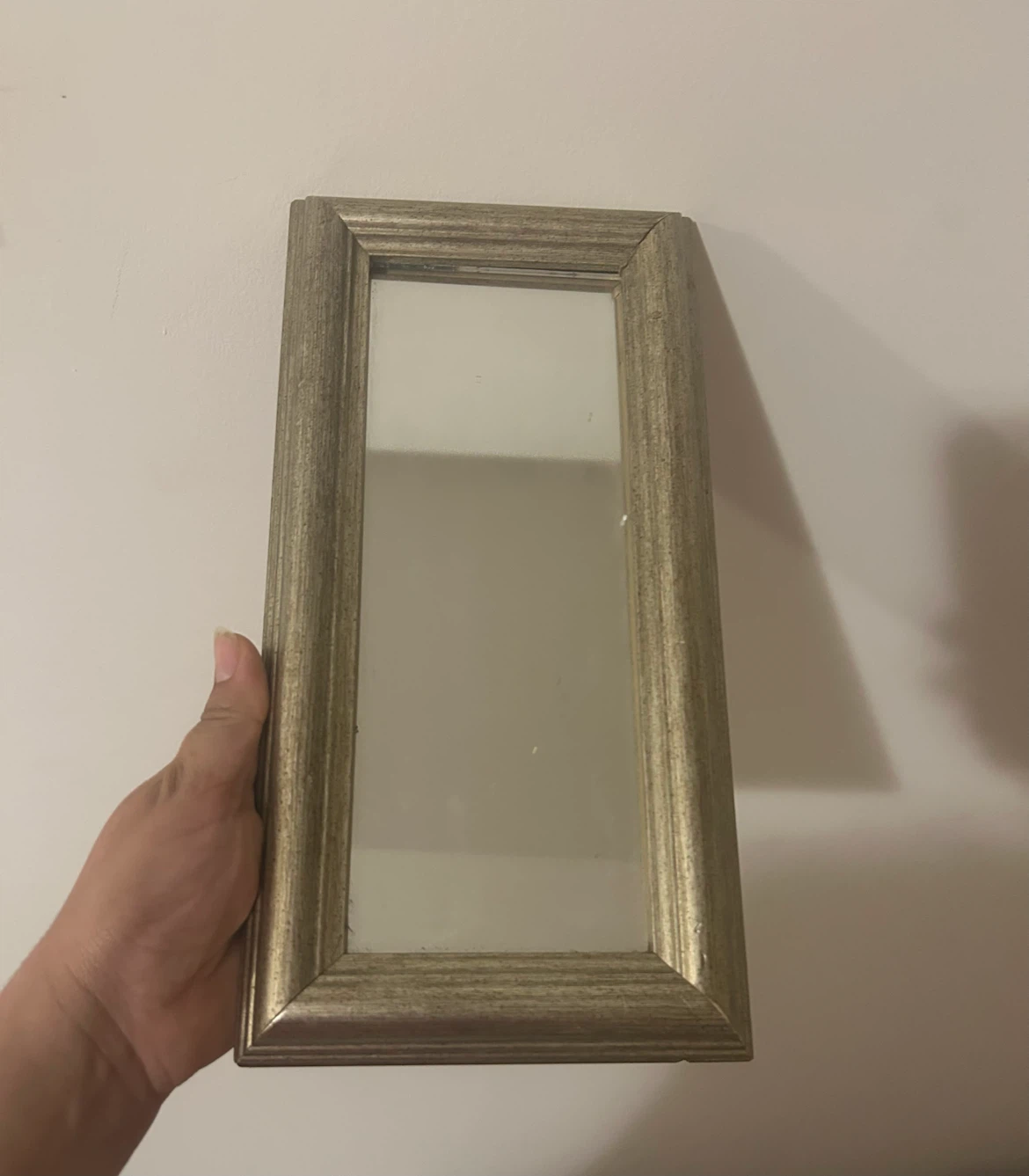 Small Rectangular Mirror with Gold Tone Frame