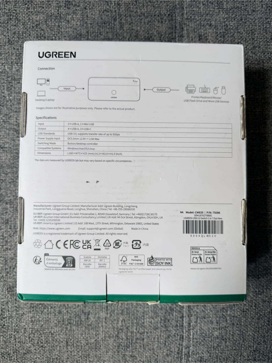 UGREEN USB 3.0 Sharing Switch 2 In 7 Out - photo 2