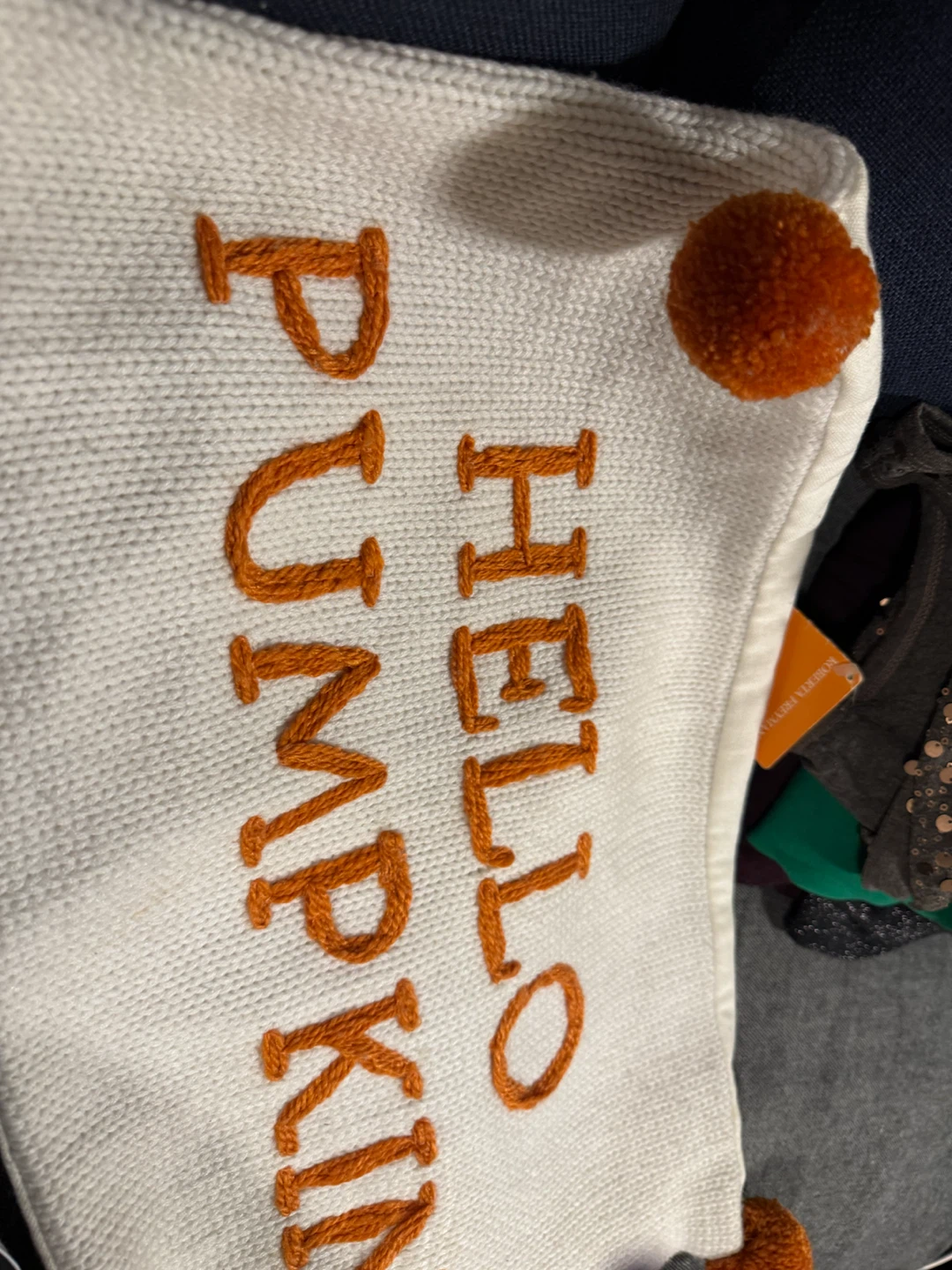 Hello Pumpkin Knit Decorative Pillow